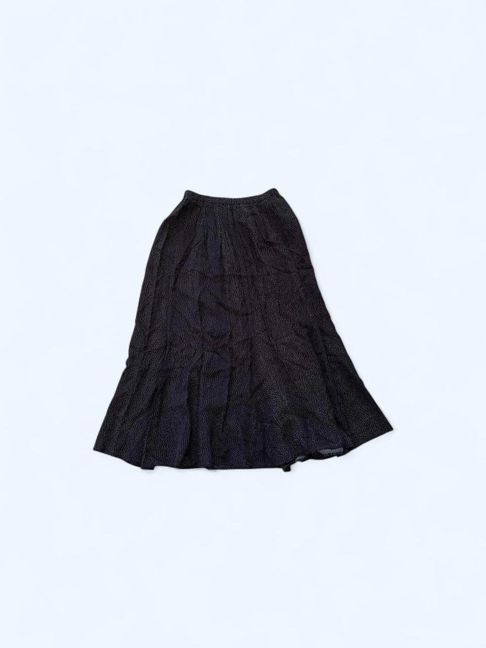 Black polka dot midi skirt with elastic waistband